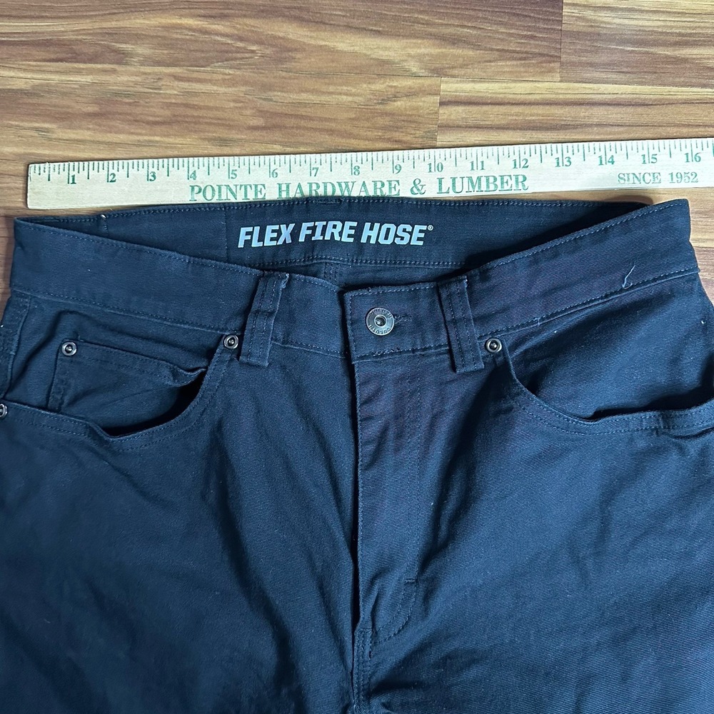 Duluth Trading Flex Fire Hose Pants Mens 32x30 Black Canvas Workwear Chino - Picture 3 of 13